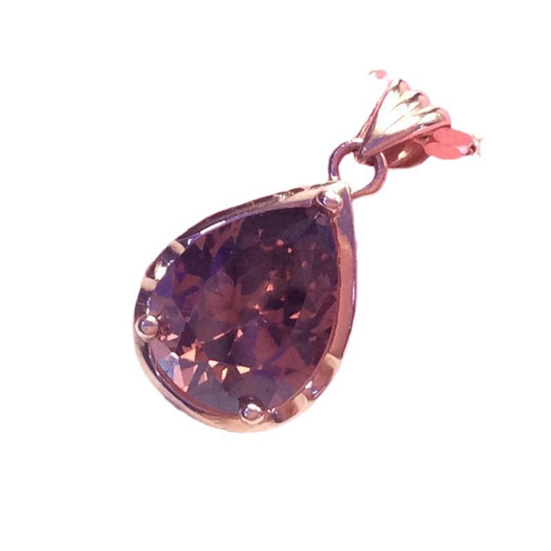 Color Gold Smoke Stone Necklace Retro Women'S Water Drop Shape Shiny Egg Surface Variant Set Chain Niche Pendant