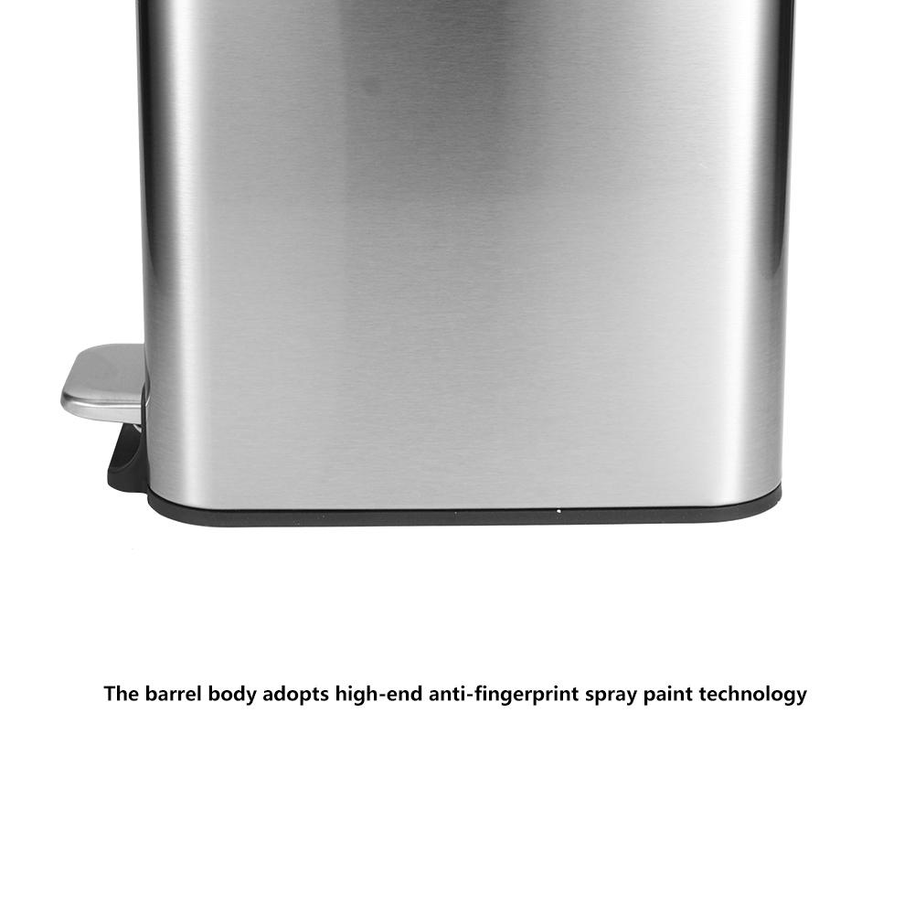 Stainless Steel Mute Pedal Rubbish Garbage Bin Trash Can Dustbin 5L for Home Bedroom Kitchen Use