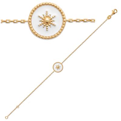 [Q8929] - Gold Plated Bracelet 'Cléopatra' White Gold (star) - 12 Mm