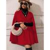Mantello da Donna in Lana, Giacca a Mantello di Media Lunghezza Doppiopetto, Elegante Cappotto Lento Sottile di Alta Qualità, Capospalla Caldo da Donna