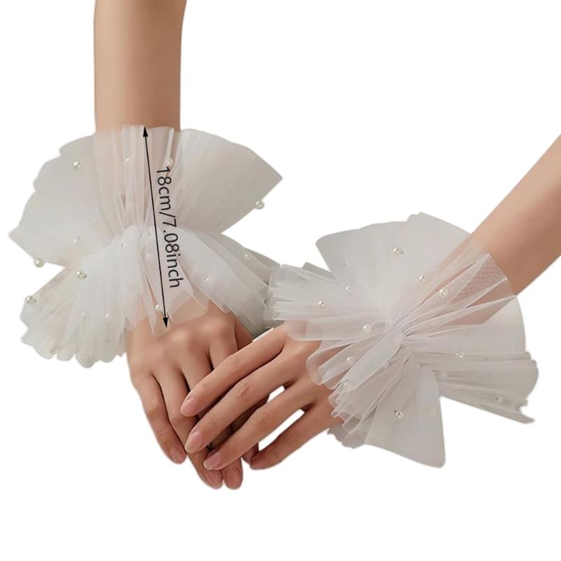 Damen Tüll Armstulpen Kostümzubehör Weiße Spitze Armstulpen für Damen Kostümzubehör
