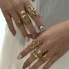 Stainless Steel Vintage Geometric Sunburst Ring For Women Red Love Heart Spiral Flower Finger Rings Party Aesthetic Jewelry Gift