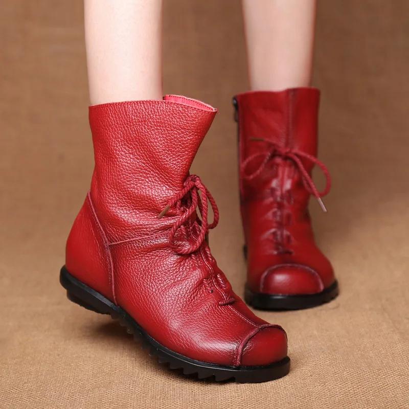 Fashion Women Shoes Retro Original Leather Short Boots Warm Leather Boots Autumn and Winter New Ankle Boots Women Boots Botas De Mujer