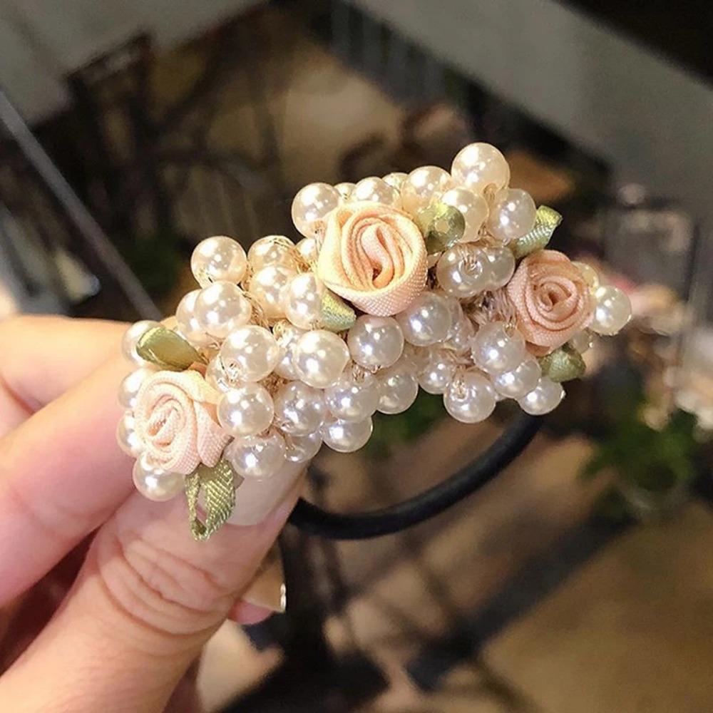 

2 шт. Жемчужные Резинки для Волос с Бусинами, Резинка для Хвоста, Милые Эластичные Резинки для Волос с Жемчугом. Gray