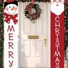 1 Pair Christmas Hanging Banner, Merry Christmas Doorway Decor with Cute Santa Claus and Snowman, Elegant Outdoor and Indoor Decoration Home
