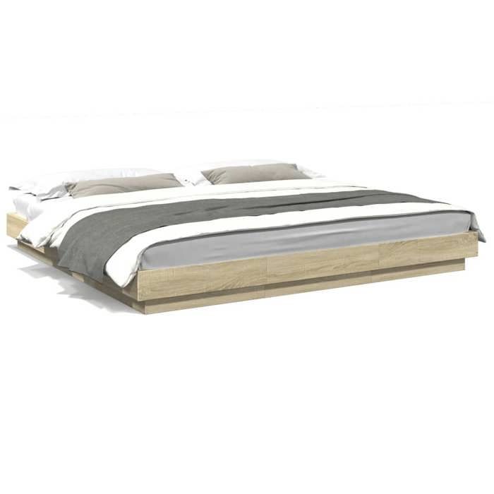 VidaXL Bed Frames Sonoma Oak 180x200 Cm Engineered Wood, Bedroom Furniture, Slatted Base, Pallet Bed, Bed, 3281170