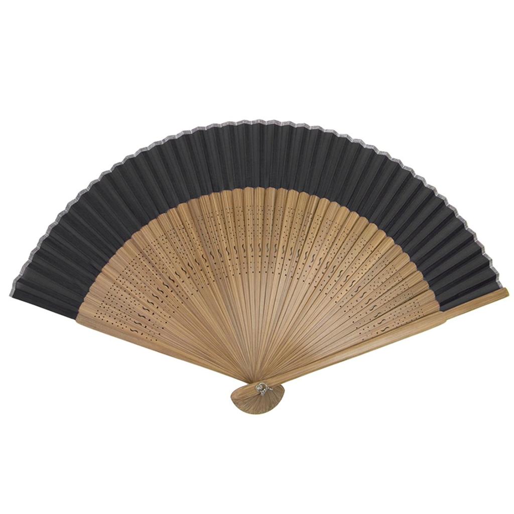 Folding pure brown set fan for women brown [KYOETSU] [Kyoetsu] fan, silk, plain, bones, 2-piece (fan, bag) (0 bones)