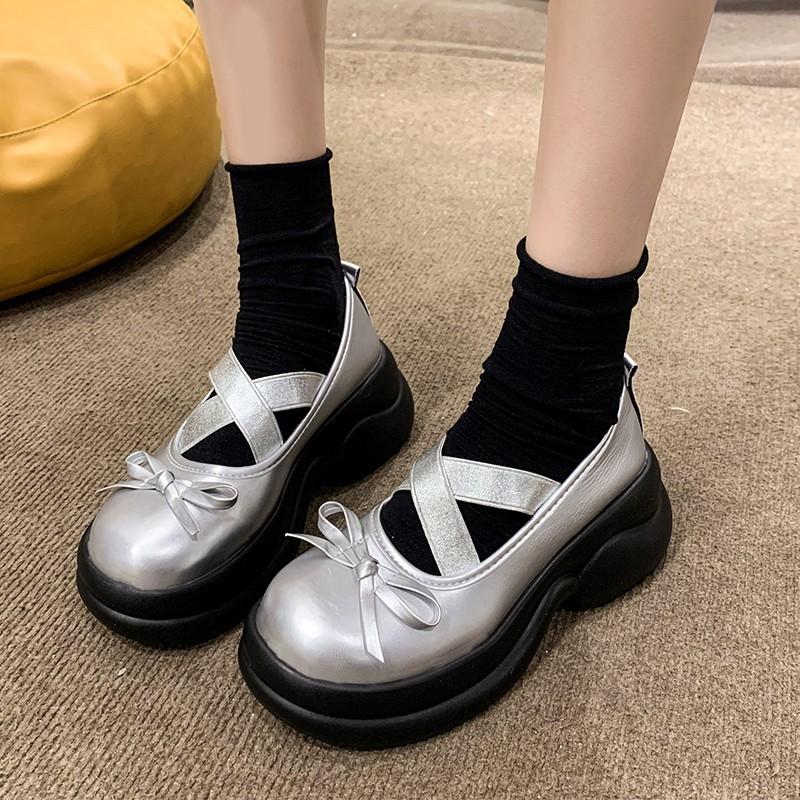 Kõrged kontsad platvormiga pumbad naiste kikilips Risti rihmadega kingad Naise pu nahast paksu kontsaga Jk kingad