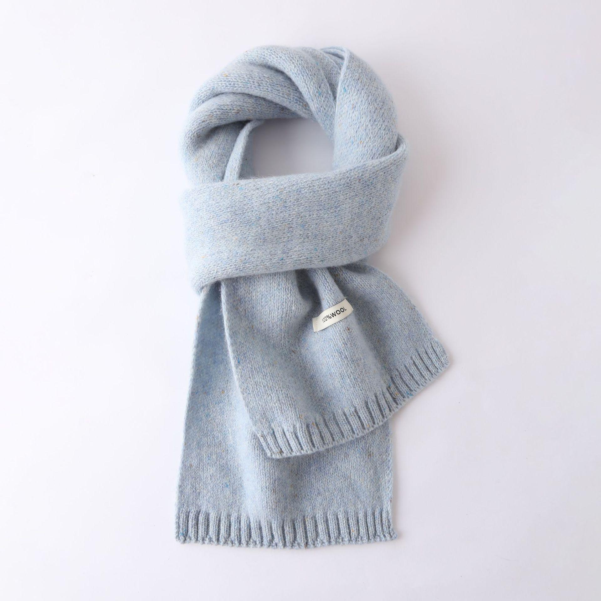 

Australian 100% Wool Scarf New Solid Color Winter Warm Knit Neck Warmer For Men And Women Cashmere Scarves 20x160cm