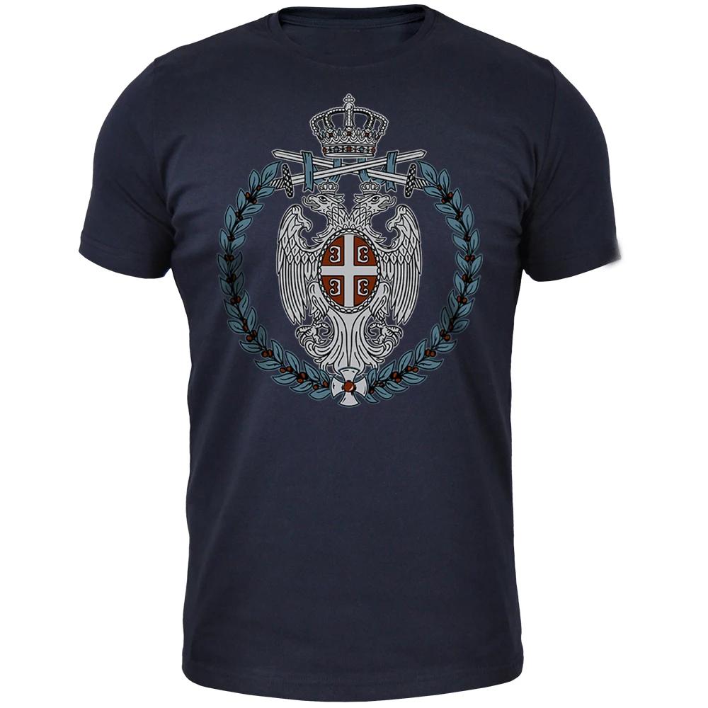 T-shirt Stampata Aquila Serba 100% Cotone Girocollo Manica Corta Estiva Casual Unisex T-shirt Streetwear