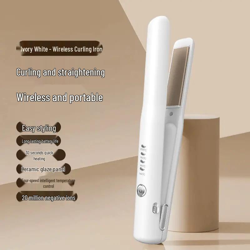Wireless Mini Straightening Iron & Curler for Fluffy Roots and Bangs