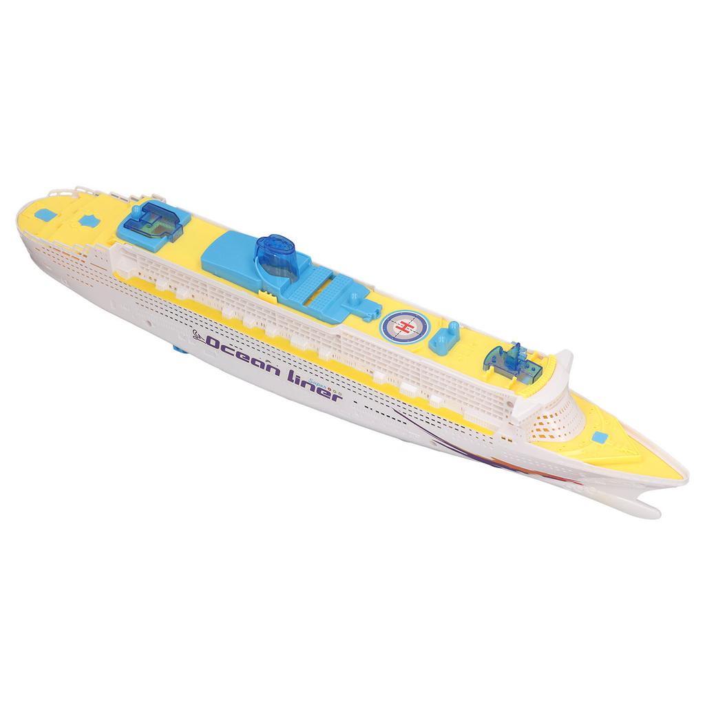 Kids Cruise Ship Model Sound Effects LED Light Universal Rotation Ocean Liner Boat Toy for Boys