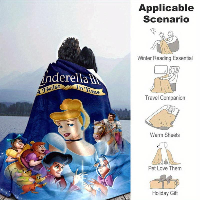 1pc Cinderella Printing Blanket - Soft, All-Season Throw for Living Room, Gift with Adorable Cartoon Design