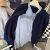 Korean Patchwork Color Block Knit Cardigan - Women's 2026 Autumn/Winter Loose Layering Sweater Jacket.