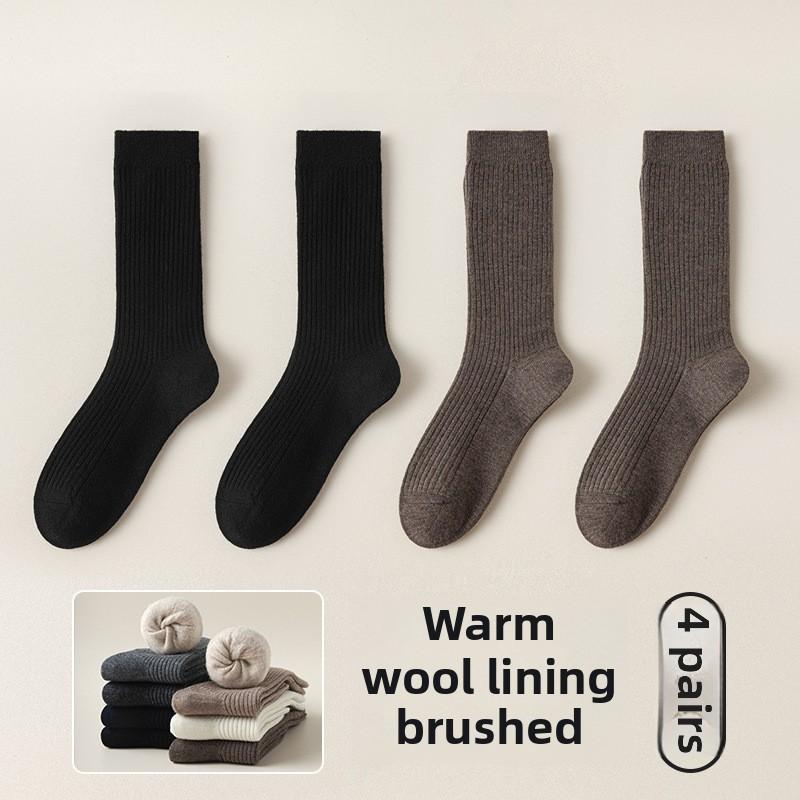 4 Pairs of Female Autumn/Winter Wear Resistant Warm Soft Fluffy Plus Long Wooly Socks