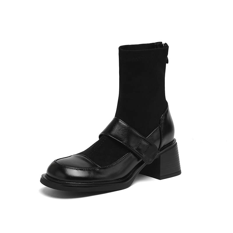 Krazing Pot Microfiber Winter Round Toe Modern Platform Size 33 Boots Size 43 Women Fashion Flock Elastic Ankle Boots