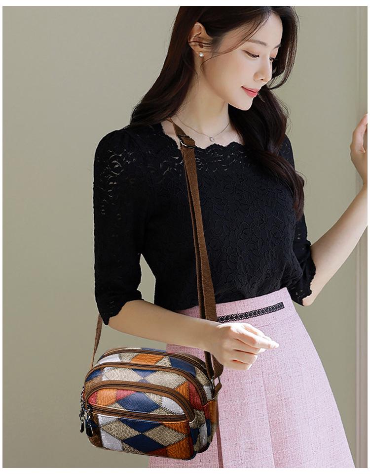 2024 Ethnic Color Block Patchwork Crossbody Phone Bag for Women