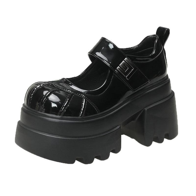 

Женские туфли на толстой подошве, дышащая сетчатая поверхность, мелкая посадка, увеличение высоты, универсальные туфли из маленькой кожи для женщин 39 чёрный