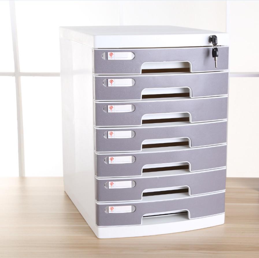4-Drawer Lockable Plastic Office File Cabinet, Thickened Storage Box