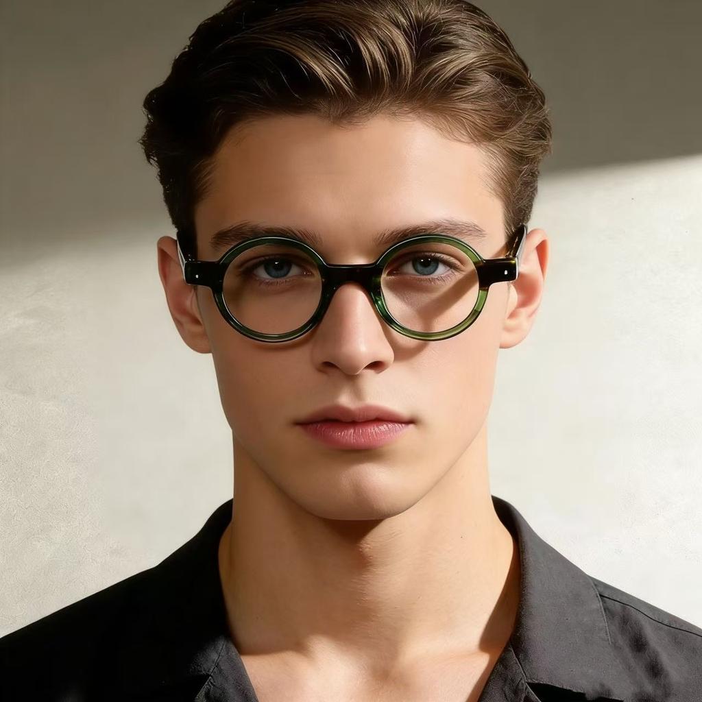 Handmade Thick Acetate Eyeglasses Men Round Brand Design Retro Glasses Frame Women Spectacles Eyewear