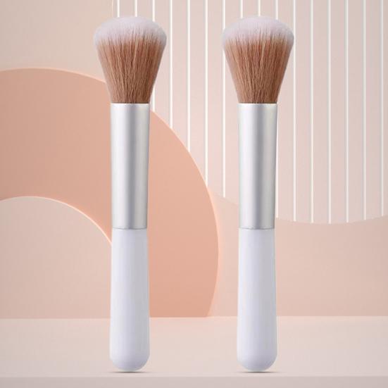 Yousheng 2Pcs Loose Powder Brushes Artificial Fiber Soft Bristle Non-slip Plastic Handle Professional Makeup Tools Portable Contour Foundation Brush