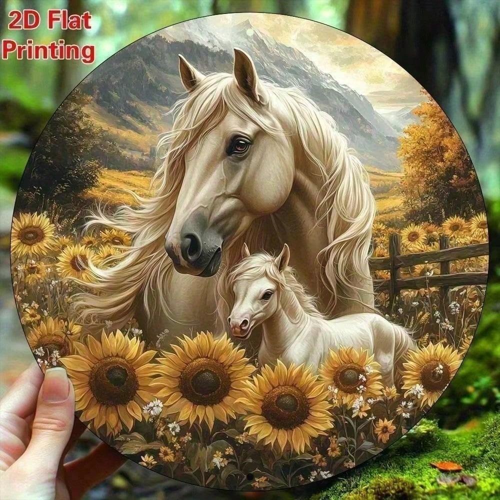 Tin Sign Horse Wall Art Black Farmhouse Bathroom Decor Metal Sculpture