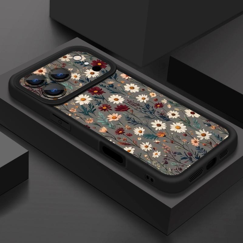 Shockproof Phone Case For iPhone 17 Pro Max Case iPhone 16 15 14 13 Pro Max 11 17e 16e Daisies Flowers Print Soft Silicone Bumper Cover
