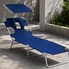 Camp Bed Sturdy Portable Lounge Chair with Sun Cover for Camping, Waterside