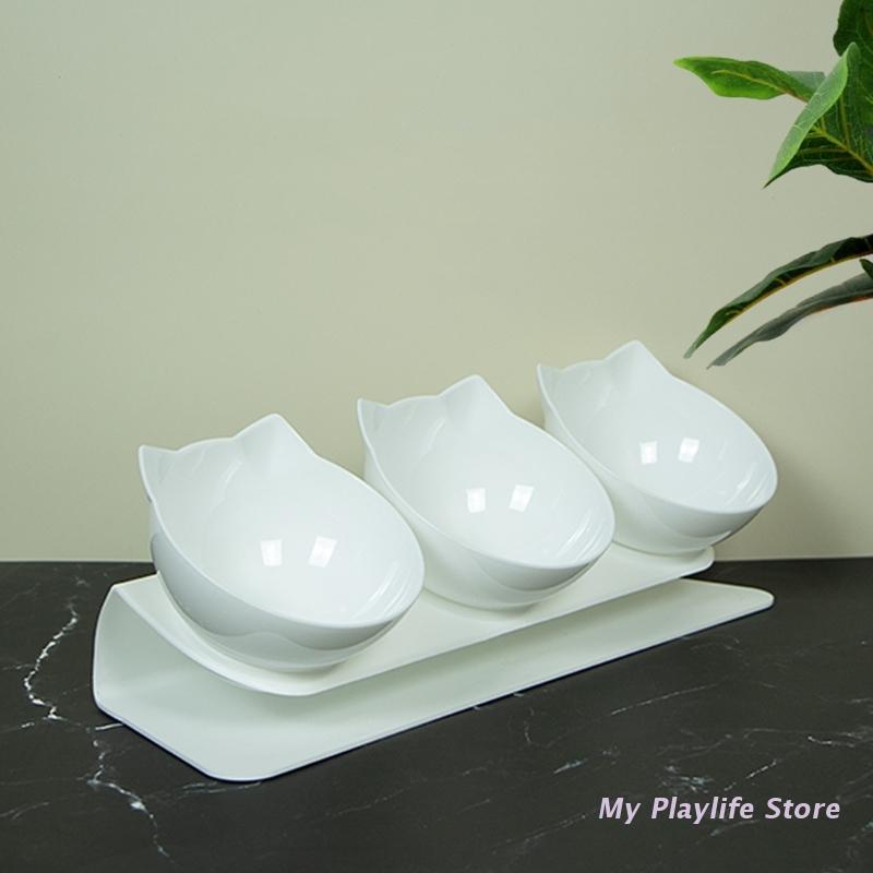 Cats Dog Feeding Dish Bowl 15° Tilted Food Drinking Water Bowls Neck Guard Raised Feeder for Puppy and Kitten Pet Feeding