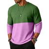 Mens Long Sleeve Crew Neck Knit Pullover Casual Loose Fit Lightweight Breathable Top for Everyday Wear