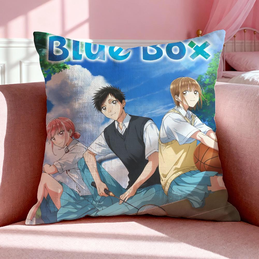 Anime B-Blue Box Cushion Cover Breathable Linen Pillowcase Summer Odorless Eco-Friendly Invisible Zipper Washable