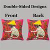 Pop Art Monkey Pillow 18×18" Zipper Cover — Spotted Monkey, Yellow Hat, Pink Floral, Machine Washable, Double-Sided