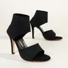 Sandales pour femmes Mode Sandales à talon haut en tricot Chaussures d'été à talon fin à bout ouvert pour femmes Chaussures confortables à enfiler Grande taille