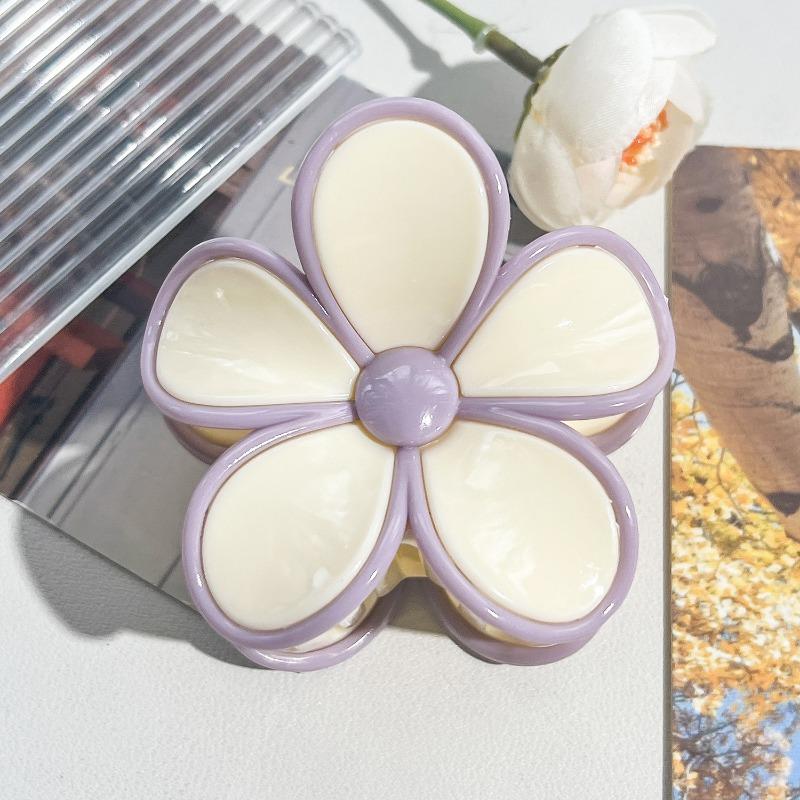 Colorful Contrasting Frangipani Hairpins Flower GrabbersSweet Back of The Head Updo Shark Hairpins