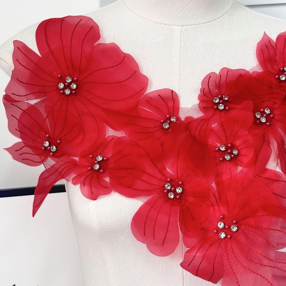 Hand-embroidered Flowers Cloth Patch Mesh Lace Embroidered Patch Cloth Decoration Patch