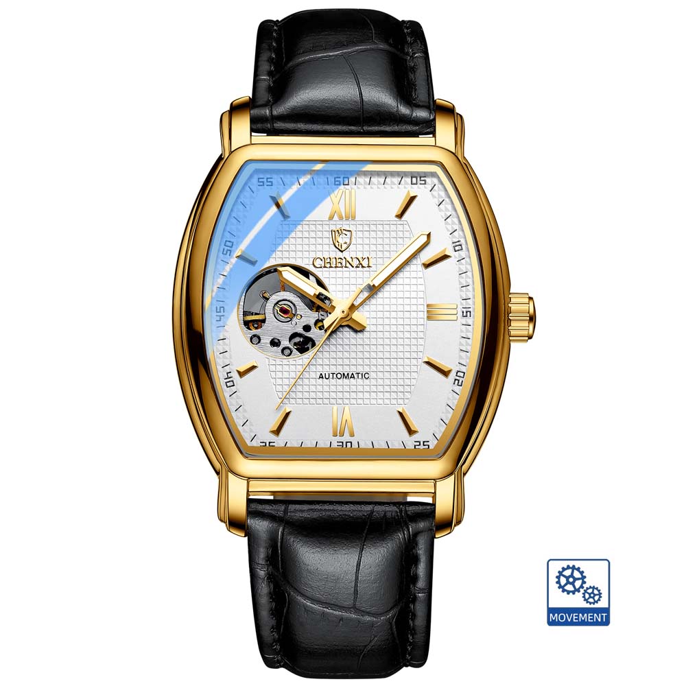 CHENXI Premium Mechanical Watch for Men Fully Automatic Fashion Square Skeleton Watch Men's Waterproof Mechanical Watch reloj