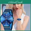 Uhrenmarke Lige Top Damen Luxus Analog Quarz Uhr Damen Voll Blaues Netz Edelstahl Datum Uhr Mode Ultraleichtes Zifferblatt