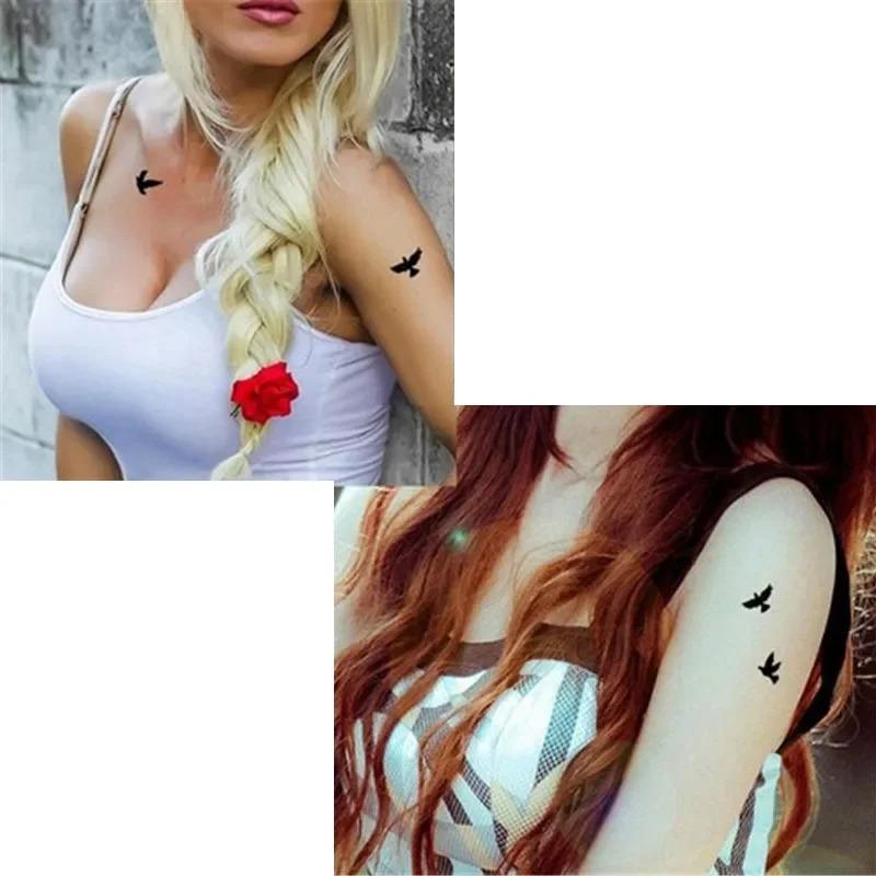 5/10pcs/lot Women Sexy Finger Wrist Flash Fake Tattoo Stickers Liberty Small Birds Fly Design Waterproof Temporary  Sticker