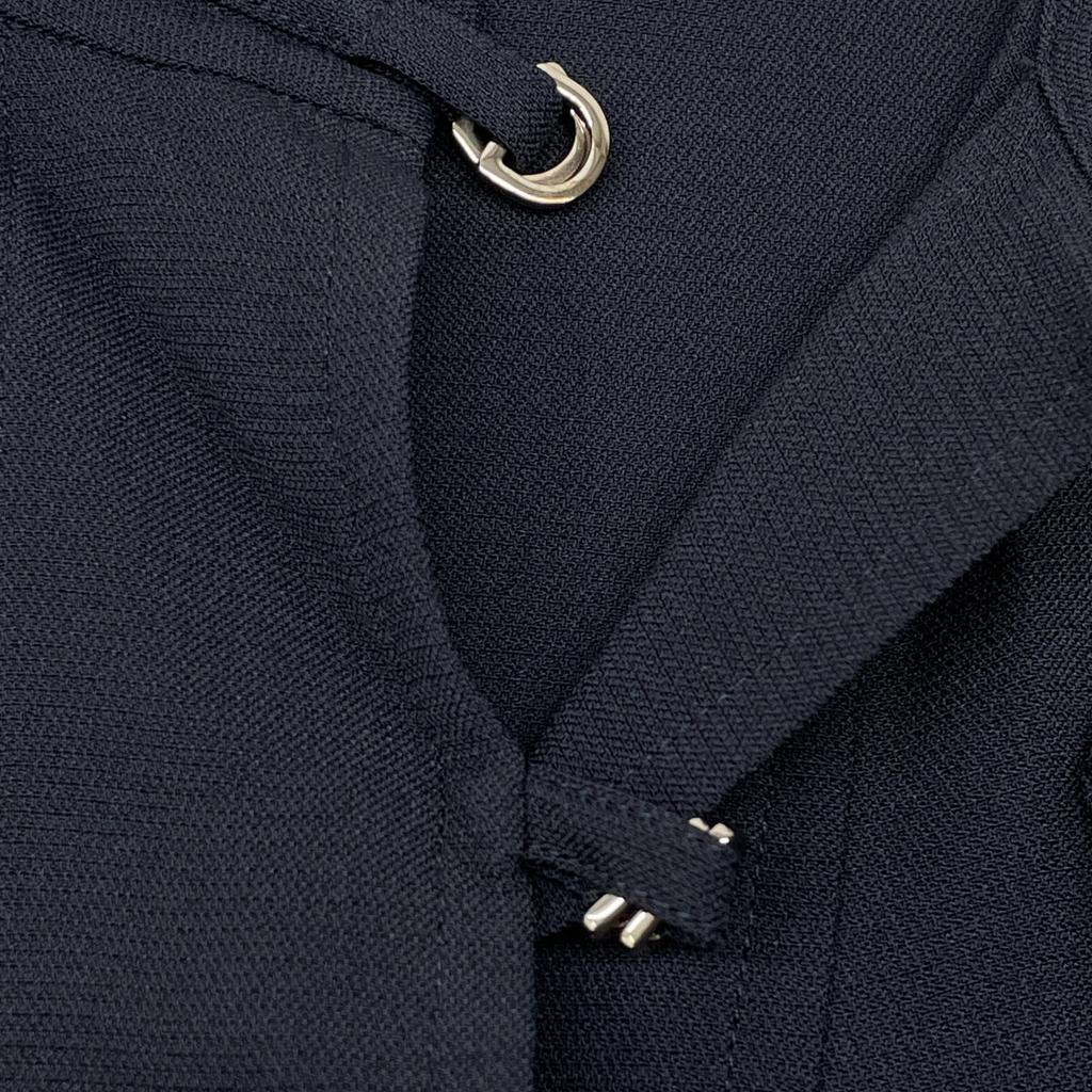 HERMES Navy Silk Blend Ribbon Tie Dress dress 34 NavyUsed