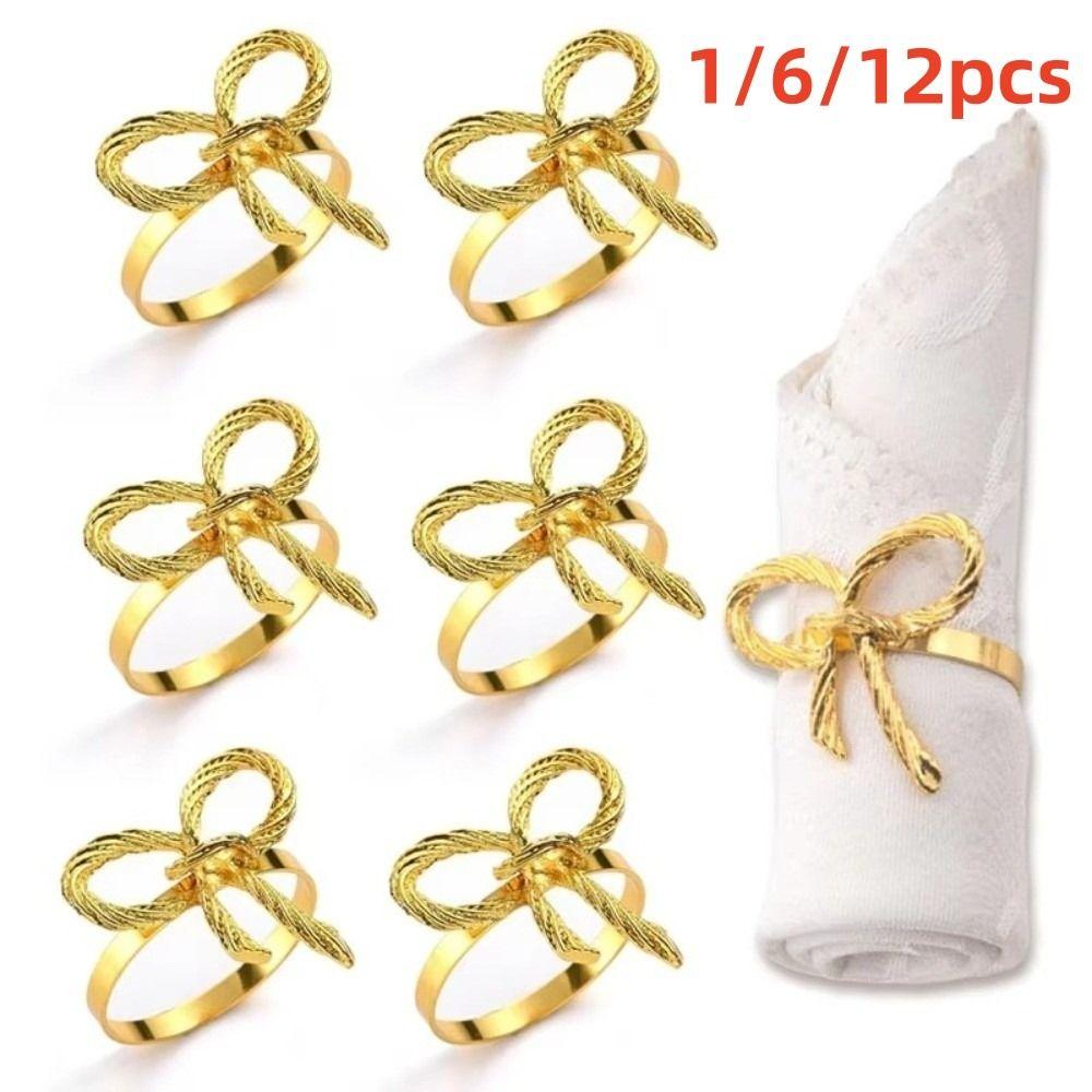 1/6/12 st Metall Servettringar Spännen Guld Middagsbord Dekoration För Bröllop Födelsedag Fest