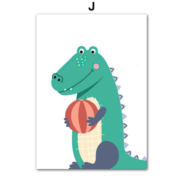 Lion Elephant Giraffe Toucan Koala Tiger Flamingo Wall Art Posters Prints Nordic Canvas Painting Animal Pictures Kids Room Decor