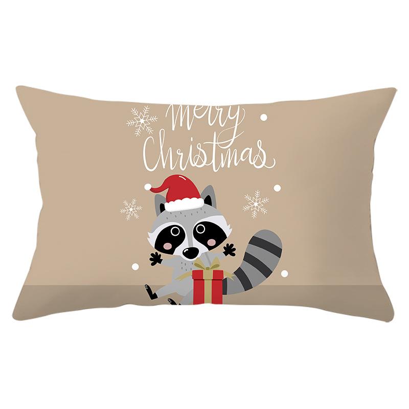 New Christmas Peach Skin Lumbar Pillowcase Cartoon Print Series Sofa Cushion Cover Throw Pillow Cover