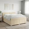 Box Spring Bed with Mattress Cream 140 X 190 Cm Fabric
