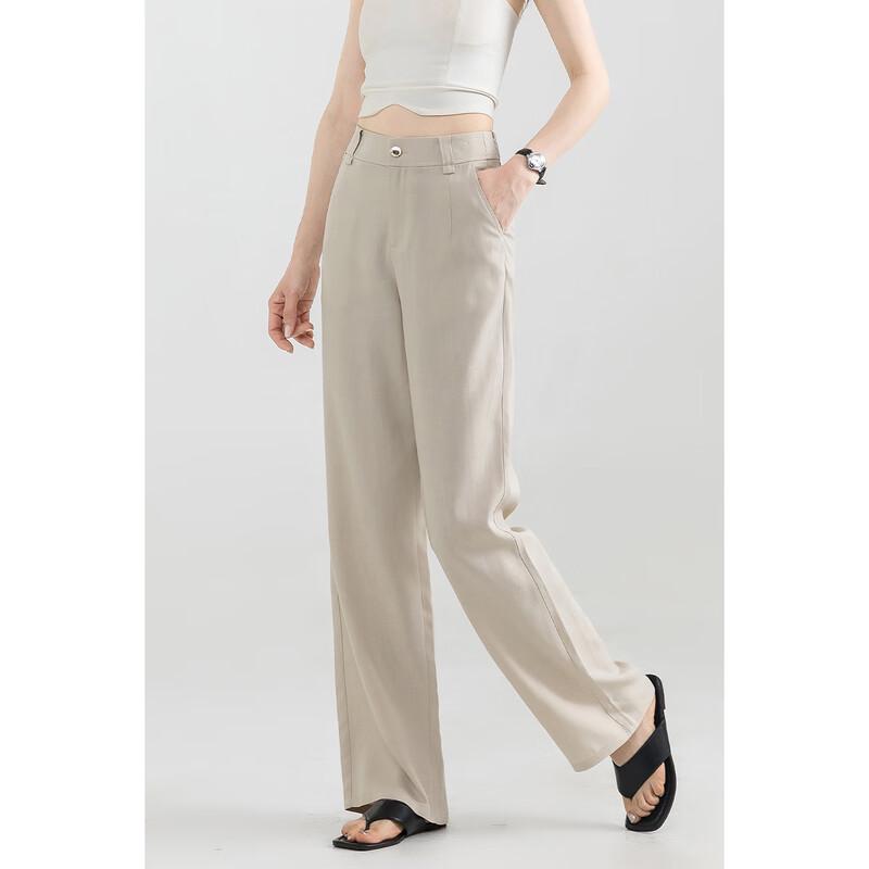 MengShuYa Women's High-Waist Tencel Linen Relaxed Straight-Leg Pants