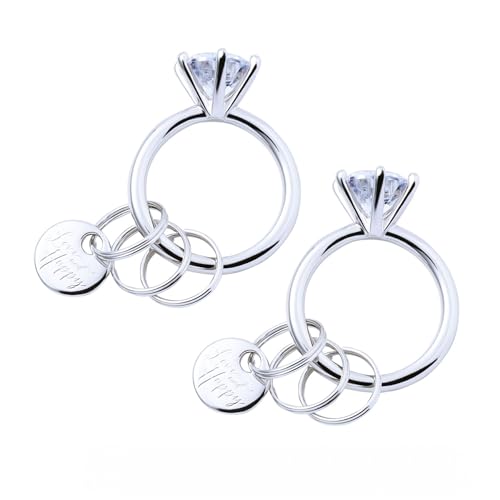 

The Kiss KISS-KEYRING01-SV (Set of 2) - Ring-Shaped Keychains for Couples, Friends, and Family - Matching Gifts for Keys and Surprises