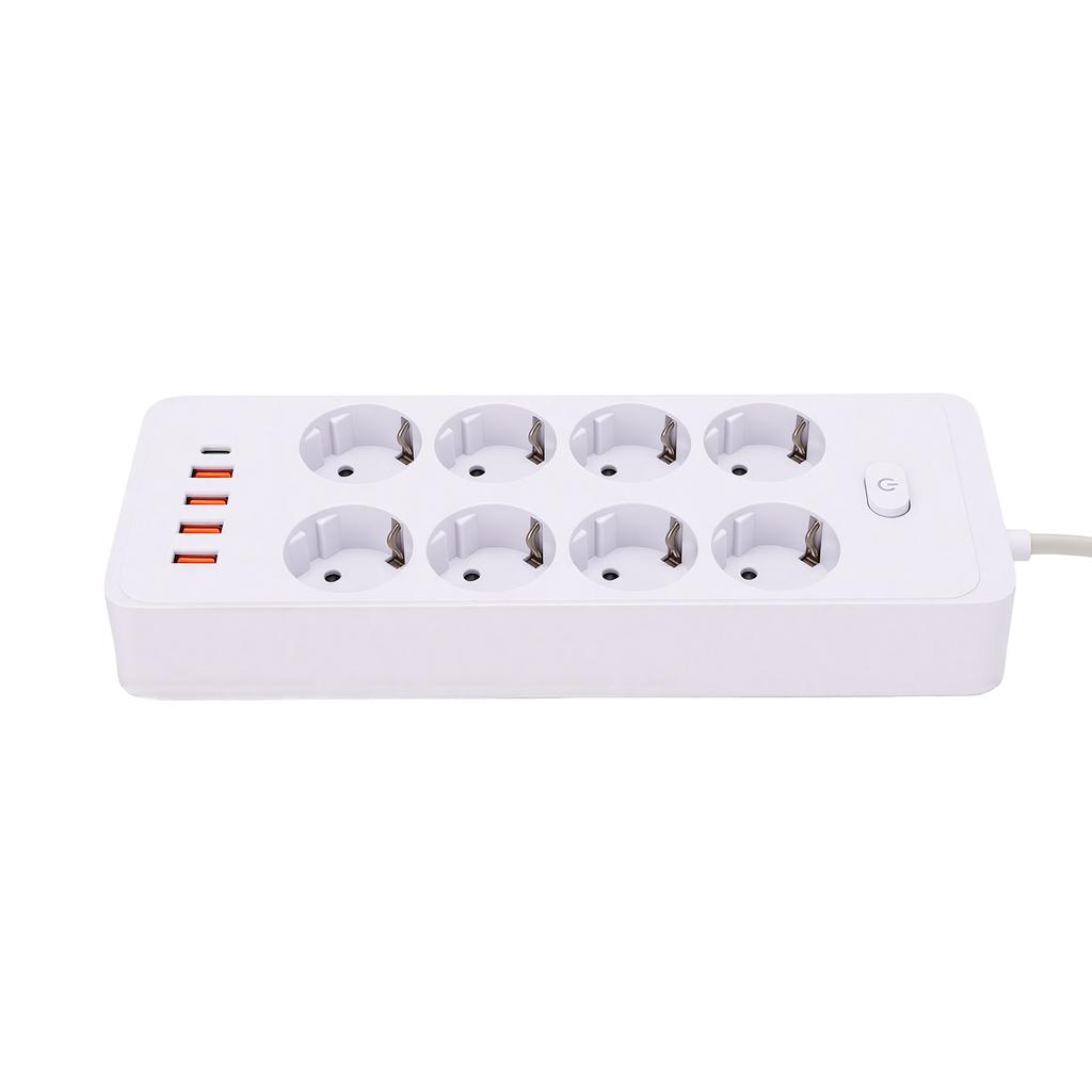 5.91ft Power Strip 8 AC Outlets 5 USB Ports Flame Retardant Power Strip for Office Dorm Home Use EU Plug 100   240V