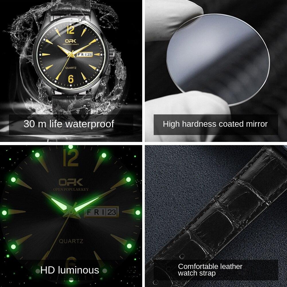 OPK Markenuhr 8138 Einfache Business Dual Kalender Quarzuhr Herrenuhr