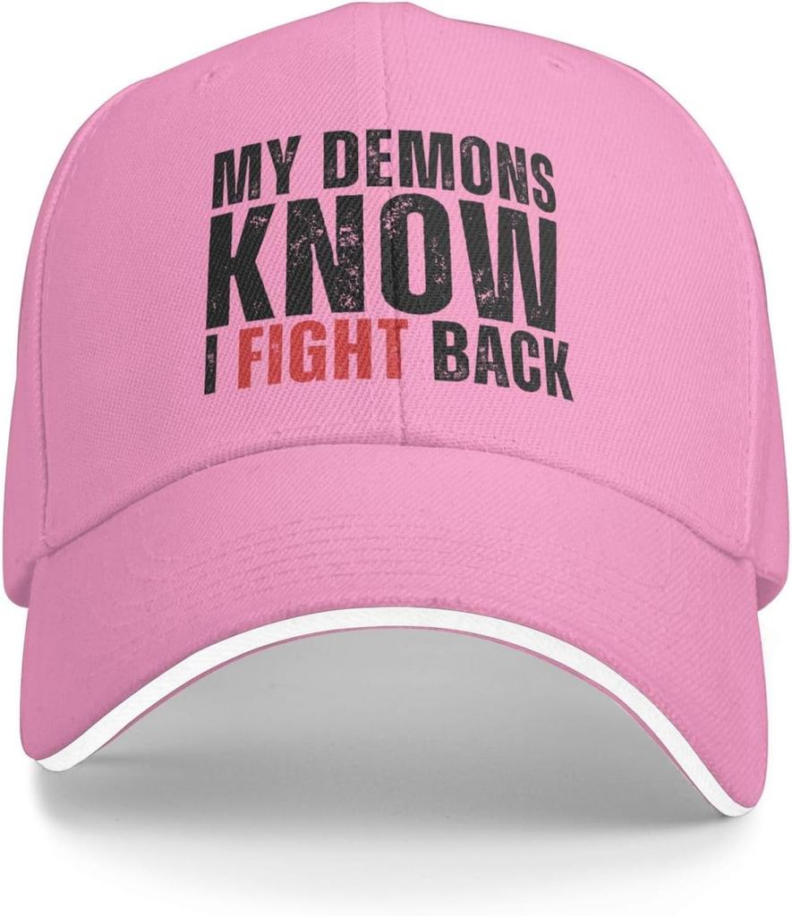 My Demons Know I Fight Back Trucker Hat Distressed Baseball Cap Polyester Adult Outdoors Cap