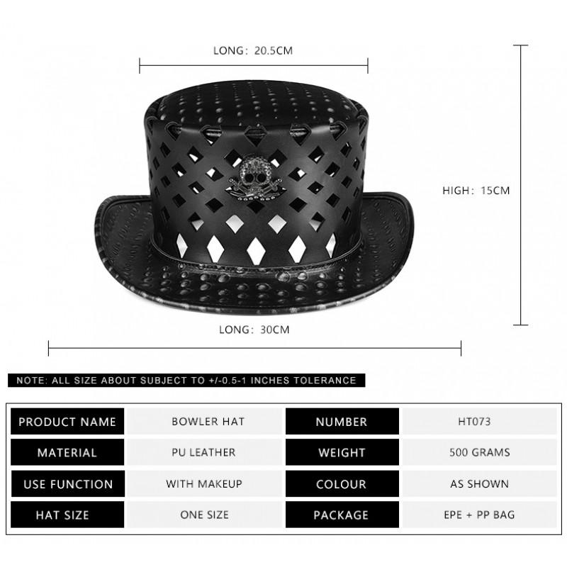 Plague Doctor Hat Cosplay Accessory Medieval Costume PU Leather Short Brim Round Top Black