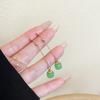 Silver Needle Retro Green Bead Long Earrings Femininity Chinese Style Fringed Ear Line New Earrings